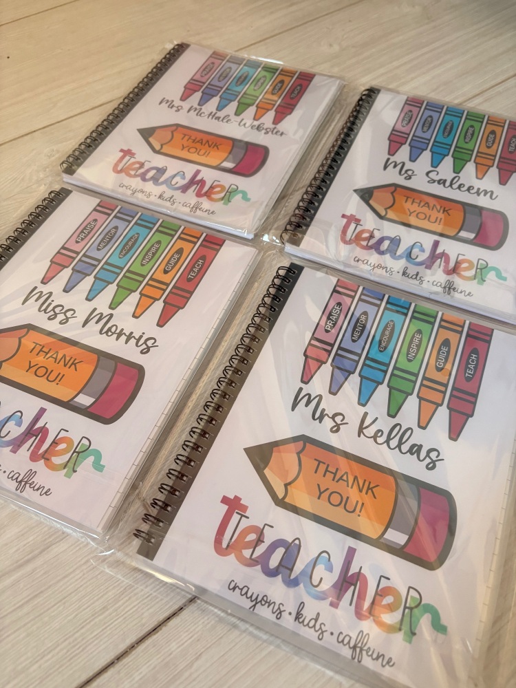 TEACHER CRAYONS KIDS CAFFEINE - PERSONALISED NOTEBOOK