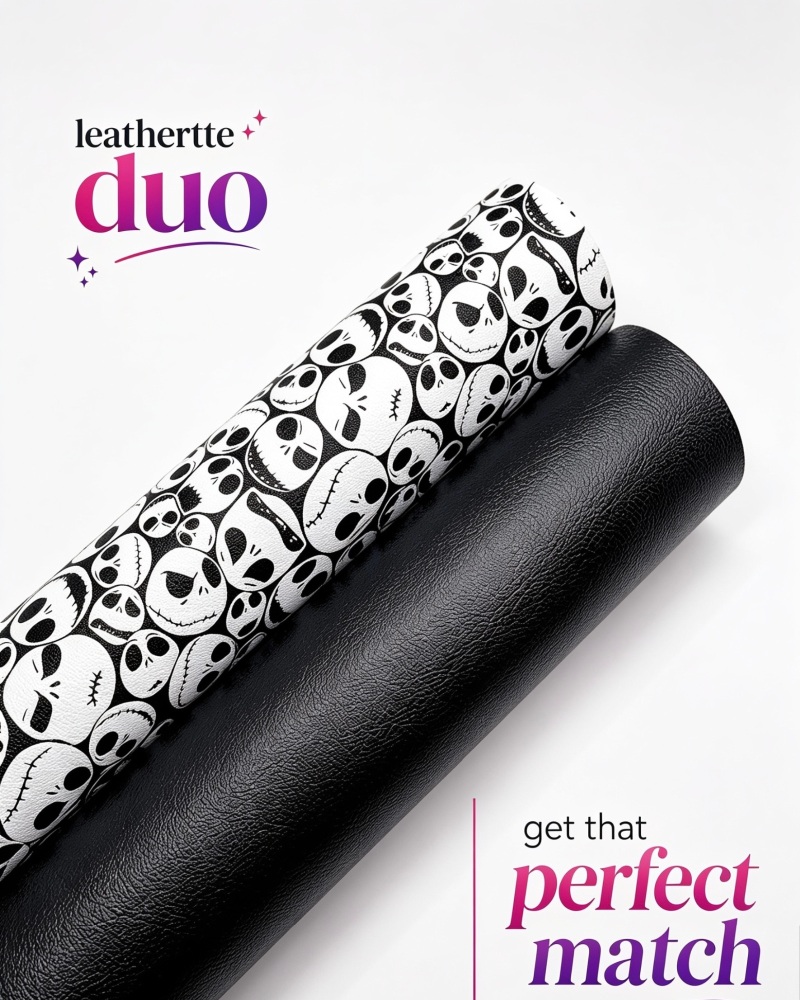 Jack Halloween duo printed leatherette fabric bundle