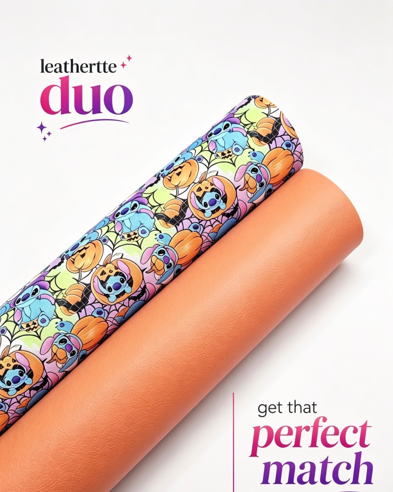 Stitch Halloween duo printed leatherette fabric bundle