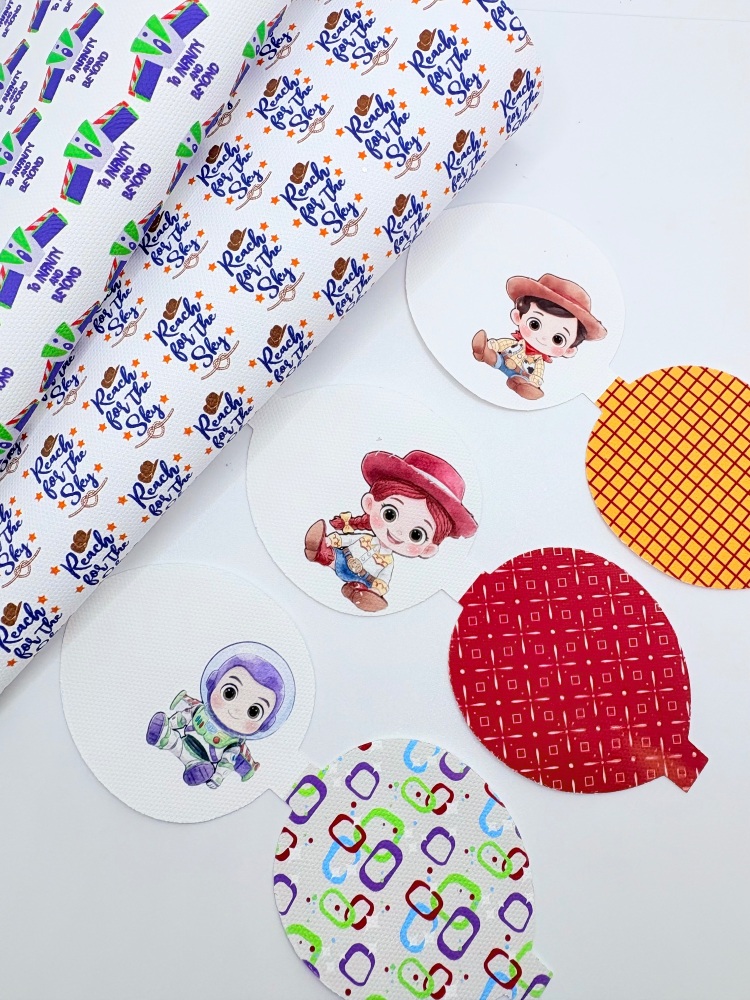 Watercolour Toy Story inspired characters original printed bow loop pre cut bow loop
