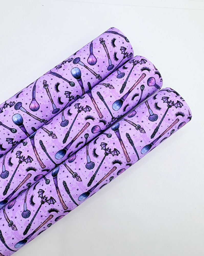 1335 - Lilac halloween makeup brushes printed canvas sheet