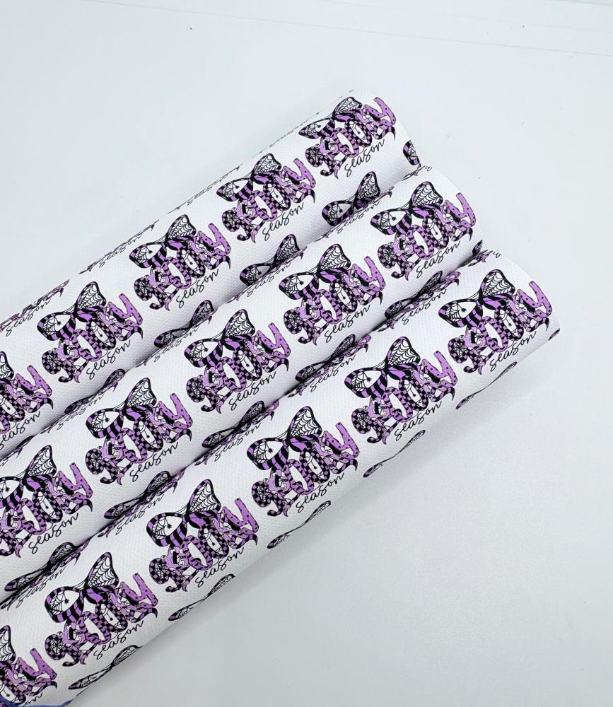 1335 - Lilac bow spooky halloween printed canvas sheet