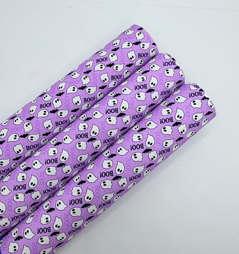 1335 - Lilac boo ghost halloween printed canvas sheet