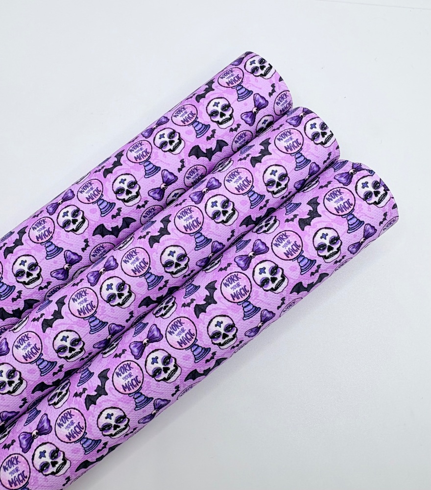 1335 - Lilac skull face crystal ball halloween printed canvas sheet