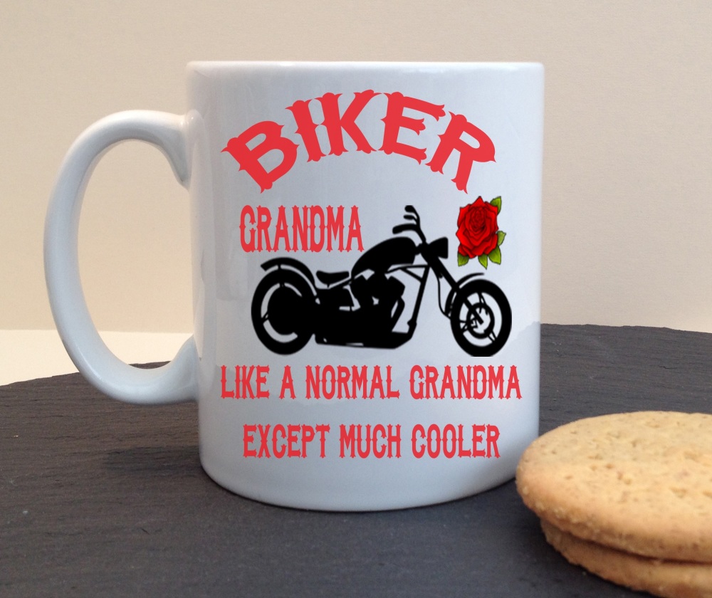 Biker Grandma Personalised Mug