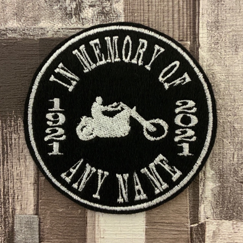 Arched Text Circle Personalised Custom In Memory of Biker Felt Patch