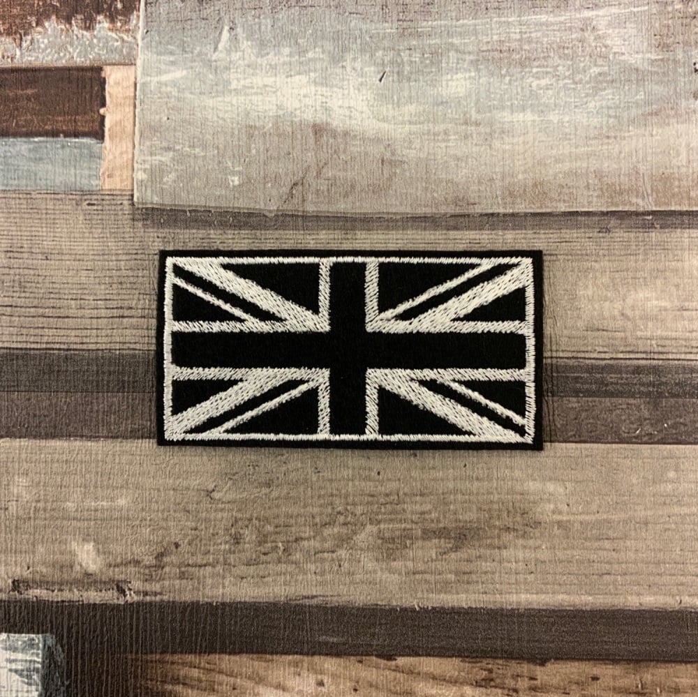 BLACK & WHITE UNION JACK BIKER TRIKER SCOOTER FELT PATCH SEW ON #0081