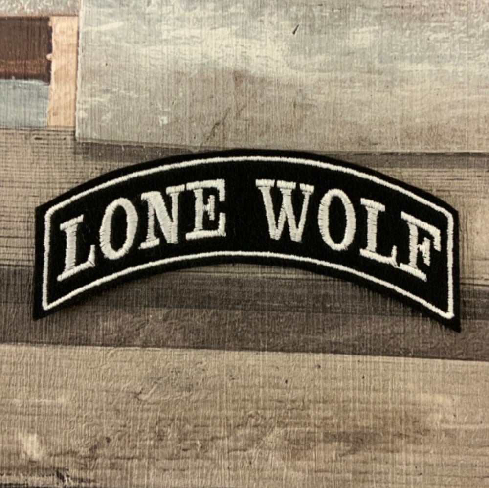 Lone Wolf - Top Rocker - Embroidered Felt Patch #0044