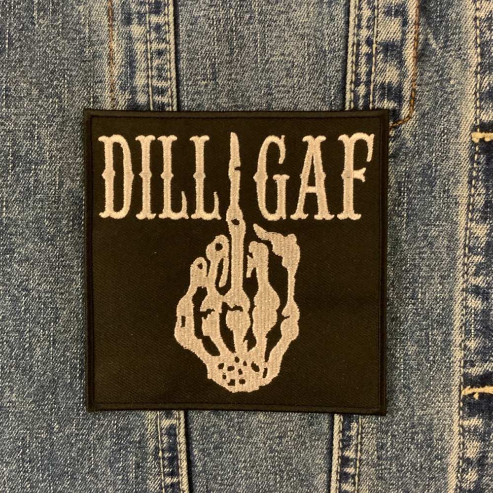 DILLIGAF Fabric Embroidered Patch Skeleton middle Finger