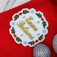Personalised Believes Name Embroidered Christmas Wreath Patch
