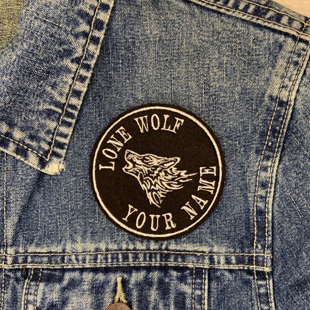Personalised Lone Wolf Embroidered Felt Patch