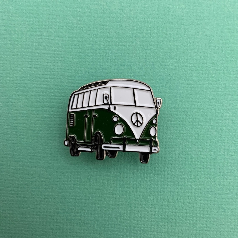 Dark Green Campervan Enamel Metal Pin Badge Camper #0135