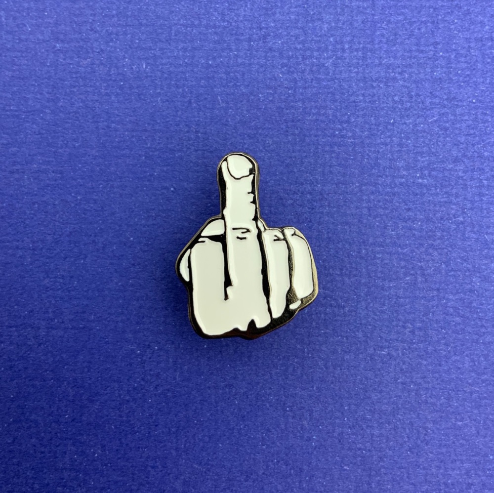 The White Finger Enamel Pin Badge #0006