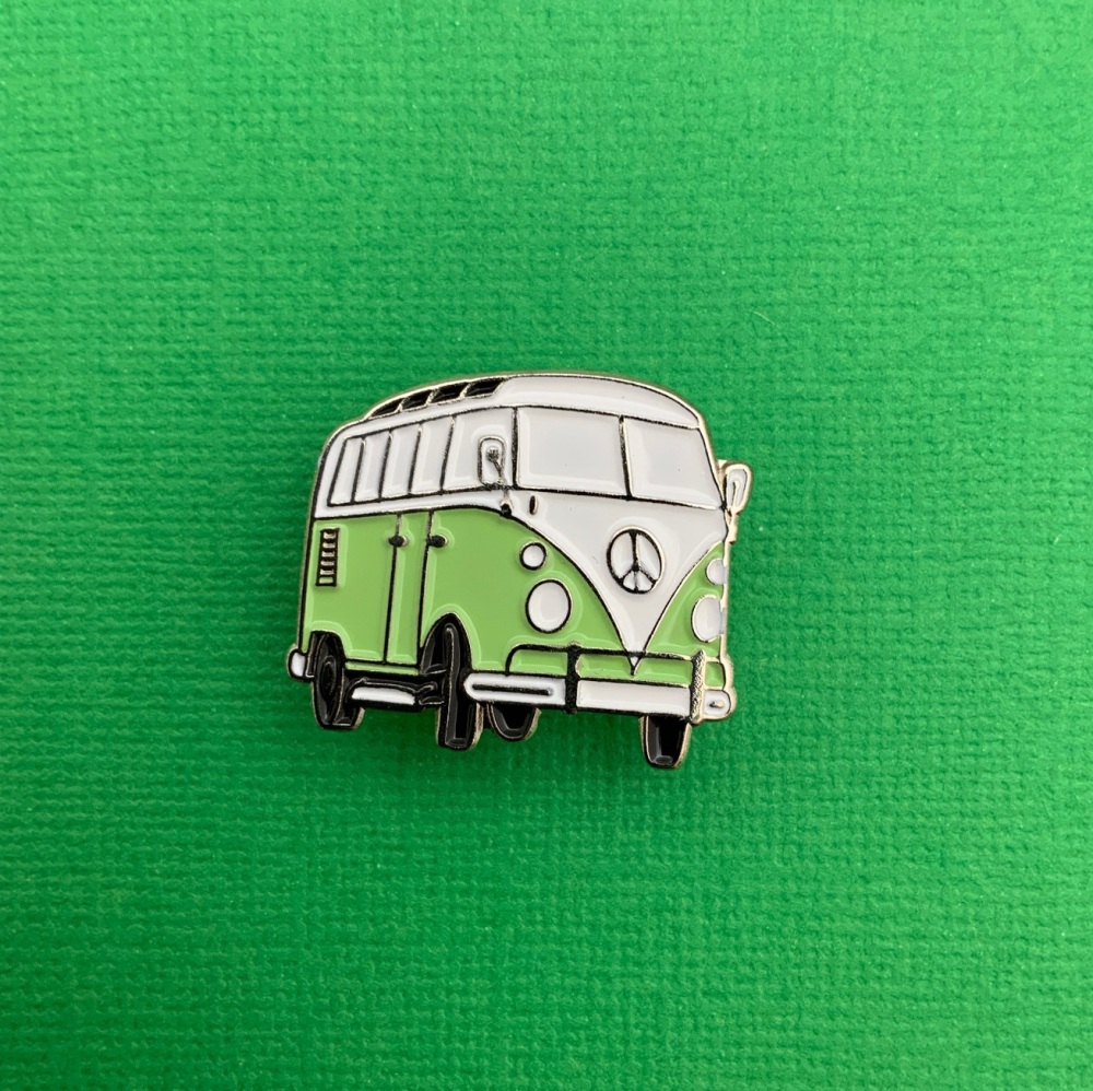 Light Green Campervan Enamel Metal Pin Badge #0137