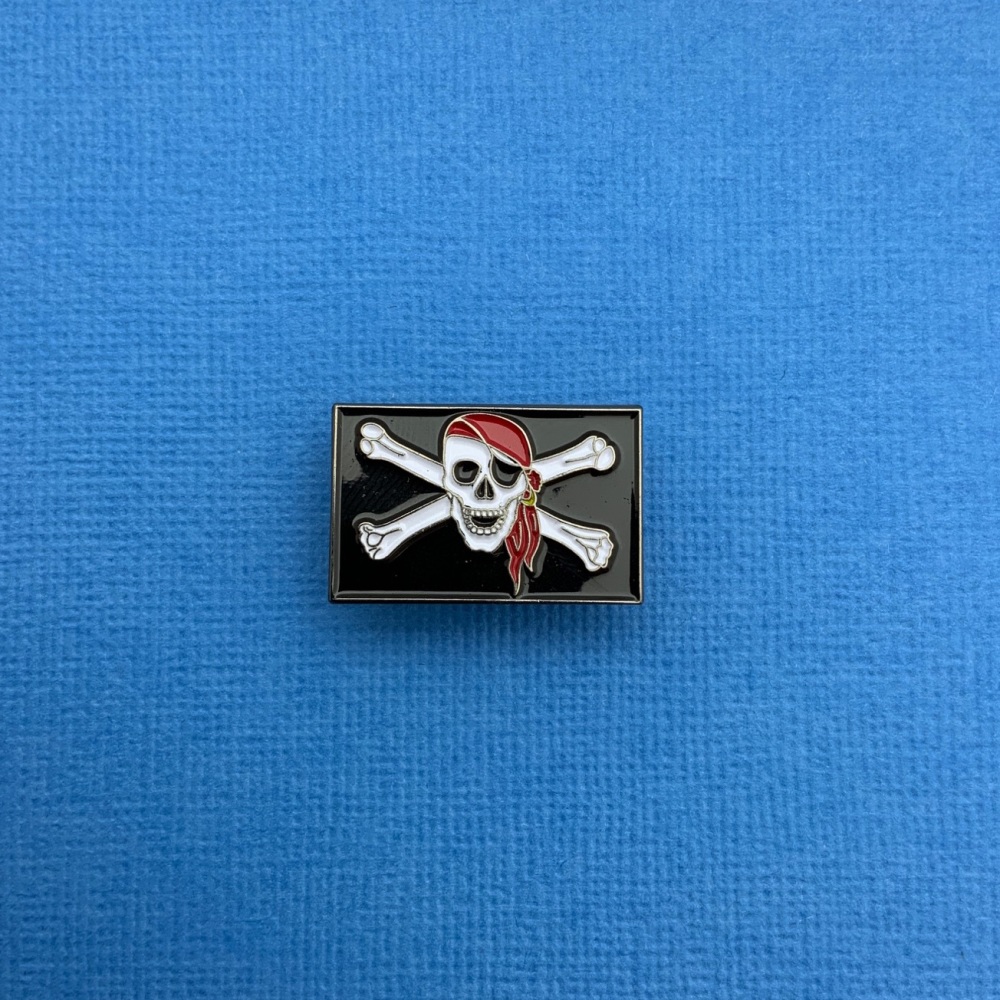 #0112 Jolly Roger Pirate Flag Enamel Metal Pin Badge