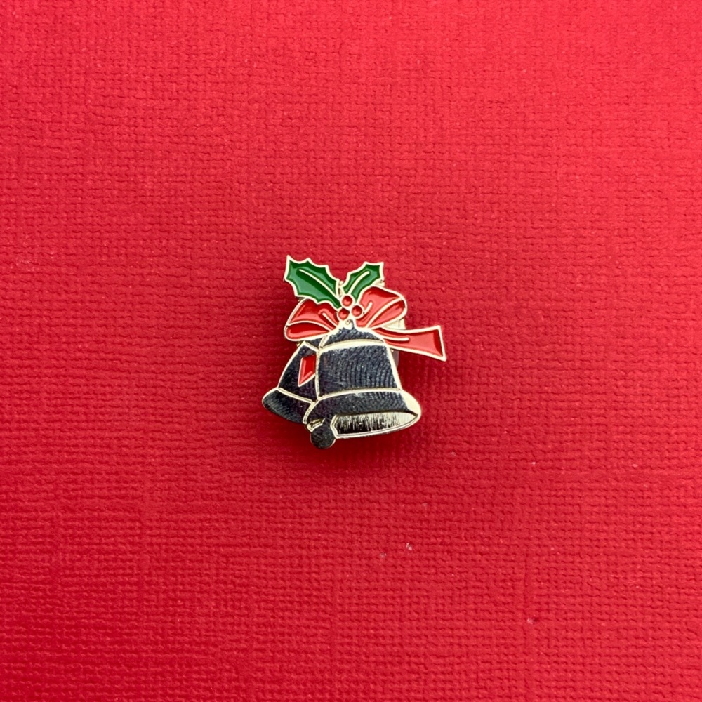 Shiny Silver Christmas Bells Enamel Pin Badge