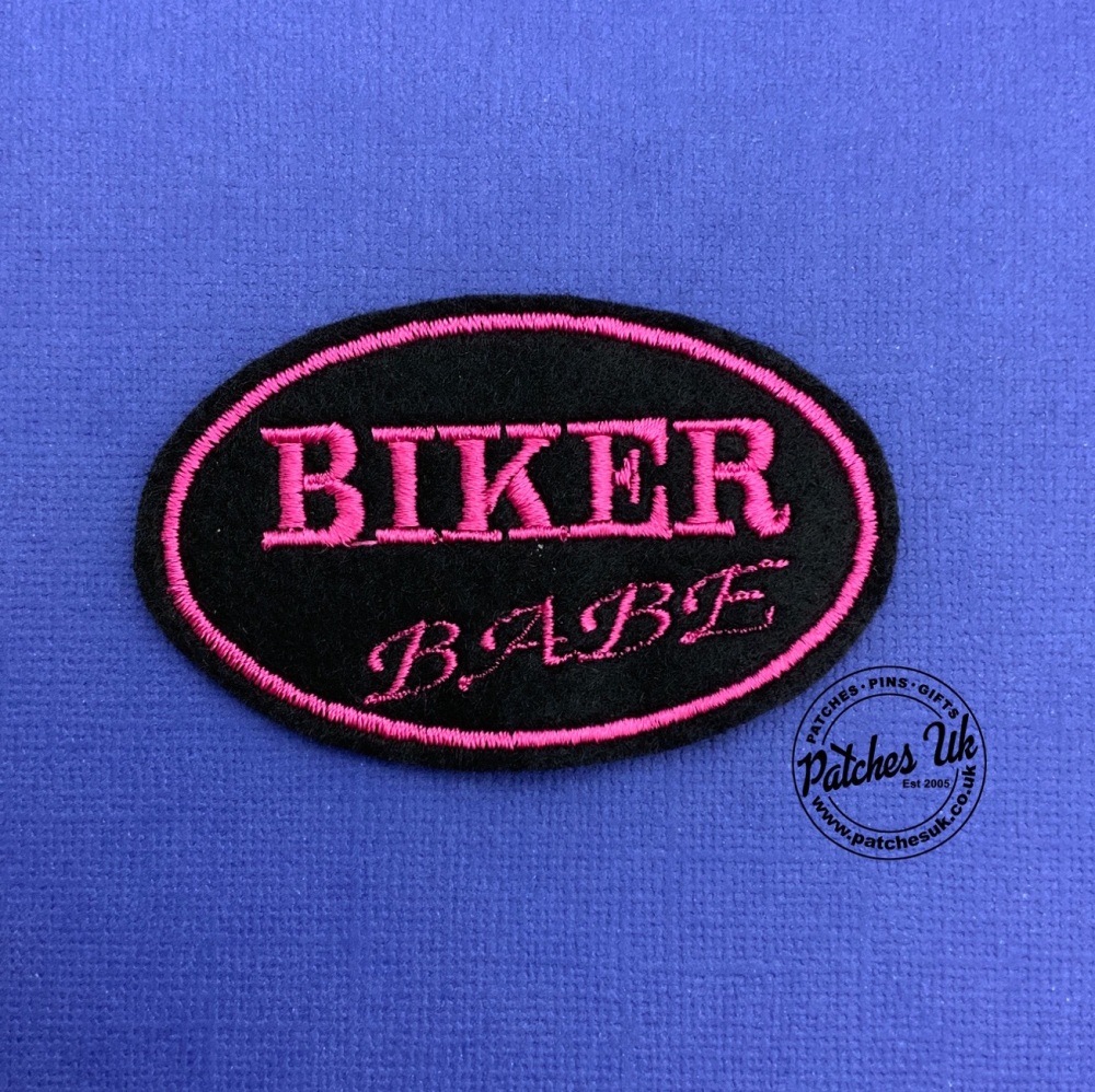 Biker Babe Sew On Biker Embroidered Text Slogan Felt Biker Patch #0006