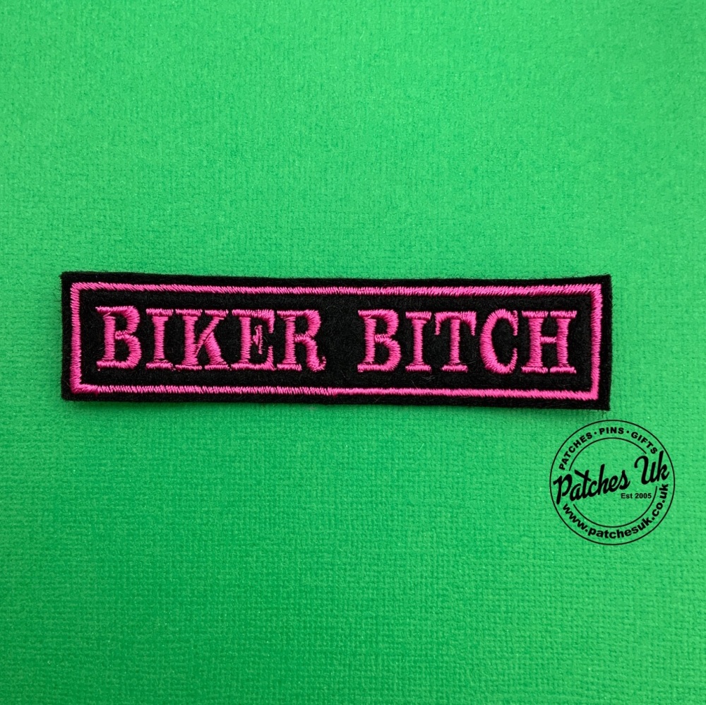 Biker Bitch Embroidered Felt Slogan Patch #0014