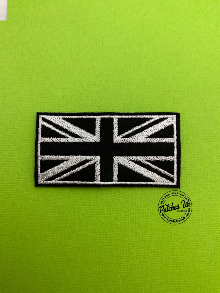 BLACK & WHITE UNION JACK BIKER TRIKER SCOOTER FELT PATCH SEW ON #0048