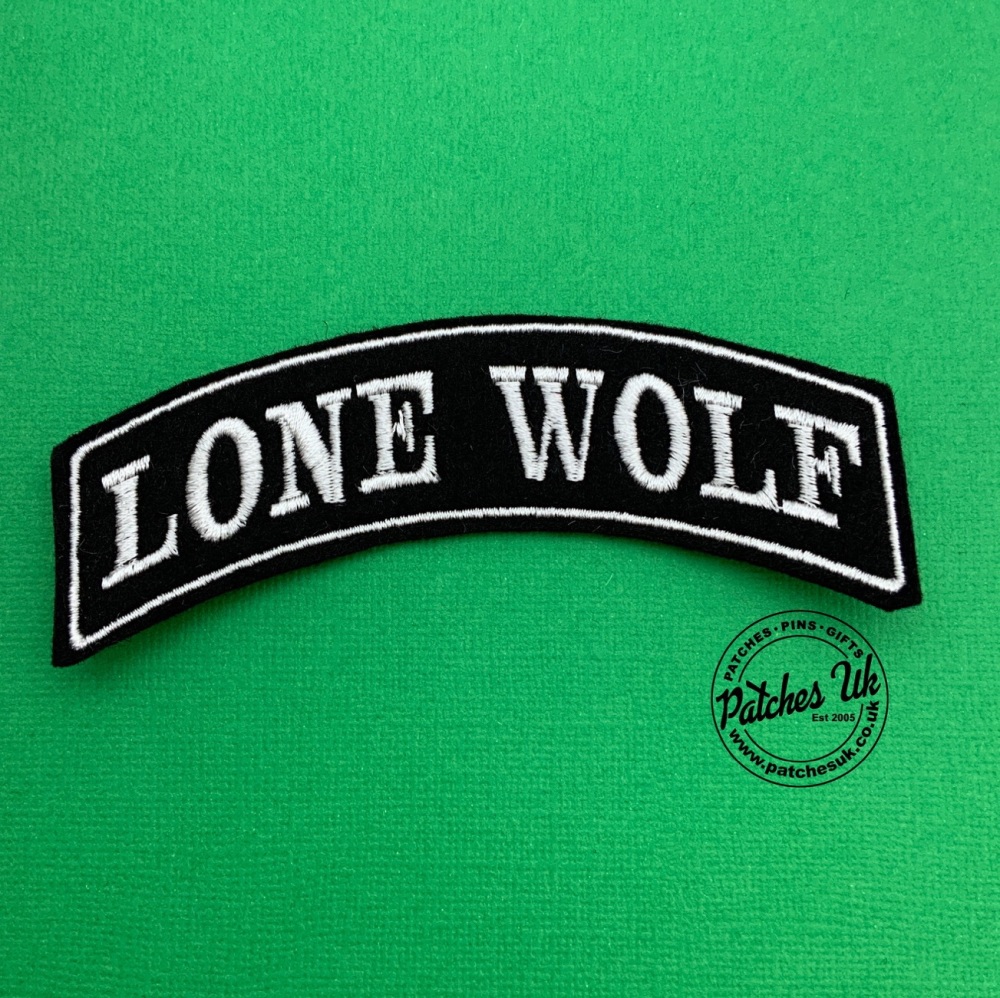 Lone Wolf - Top Rocker - Embroidered Felt Patch #0043