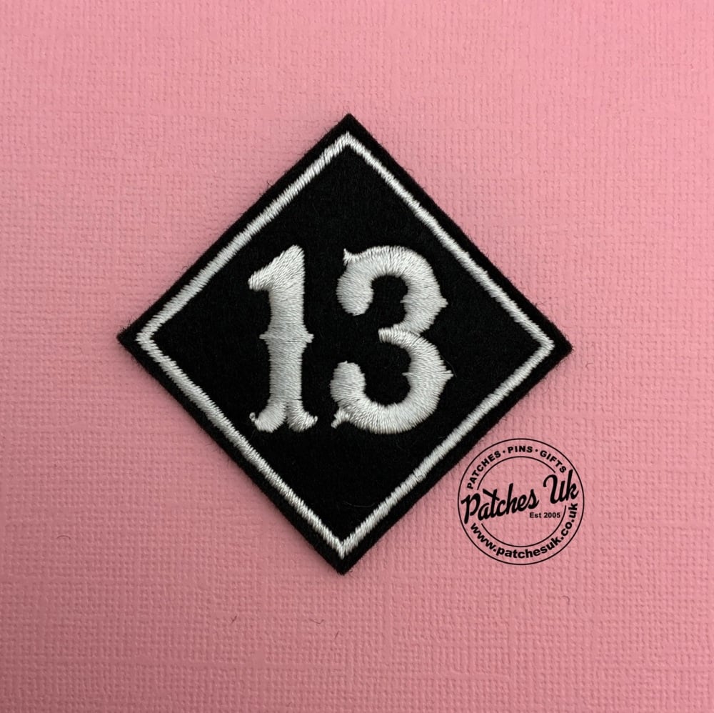 Lucky No. 13 - Diamond Felt Embroidered Biker Patch #0002
