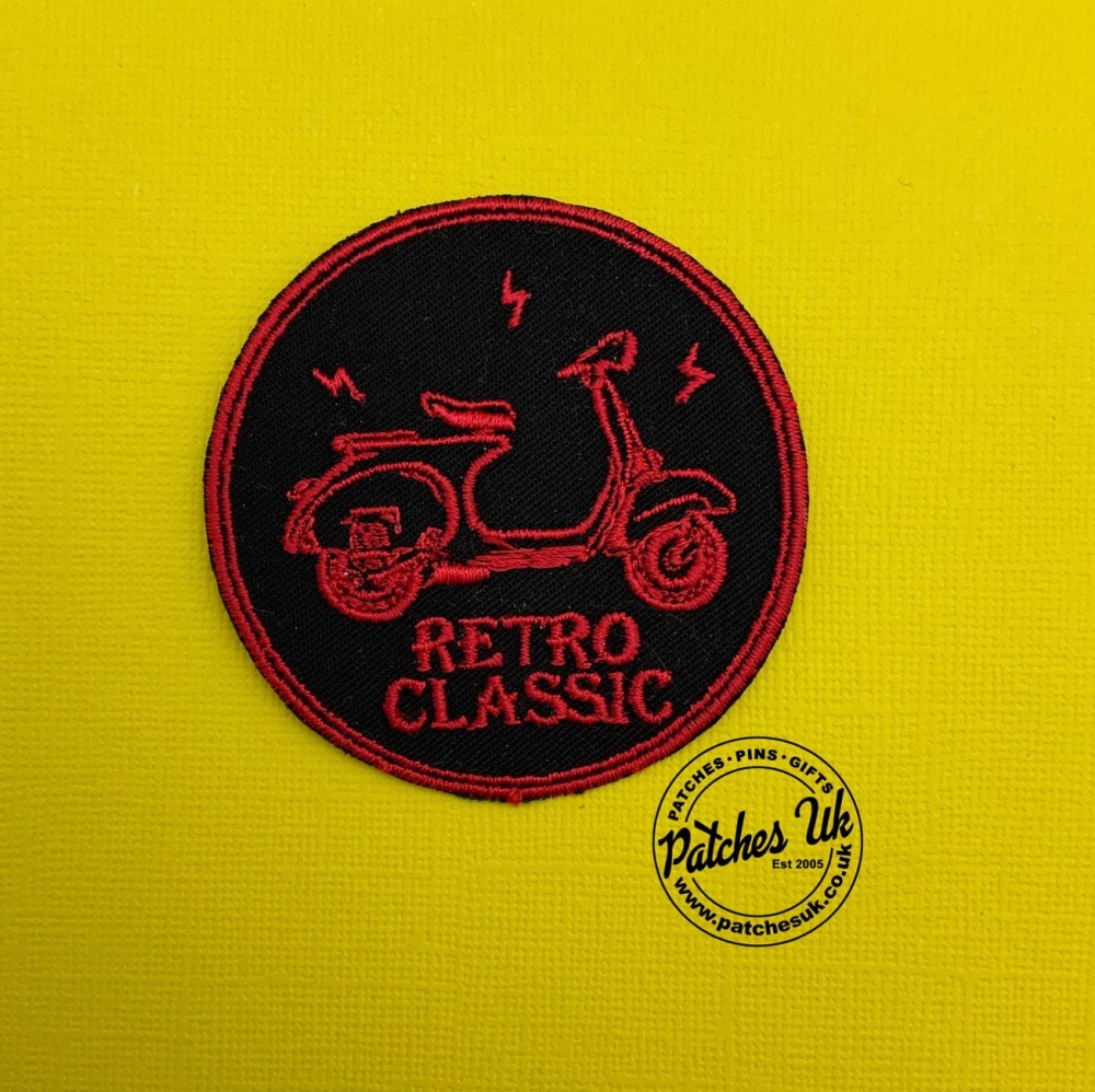 Retro Classis Scooter Embroidered Twill Cotton Patch #0123