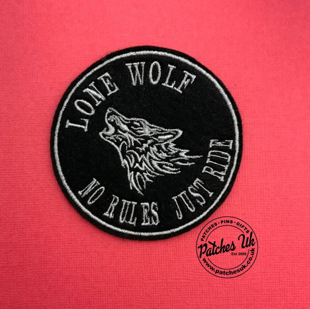 Lone Wolf - No Rules - Just Ride Embroidered Patch #0121