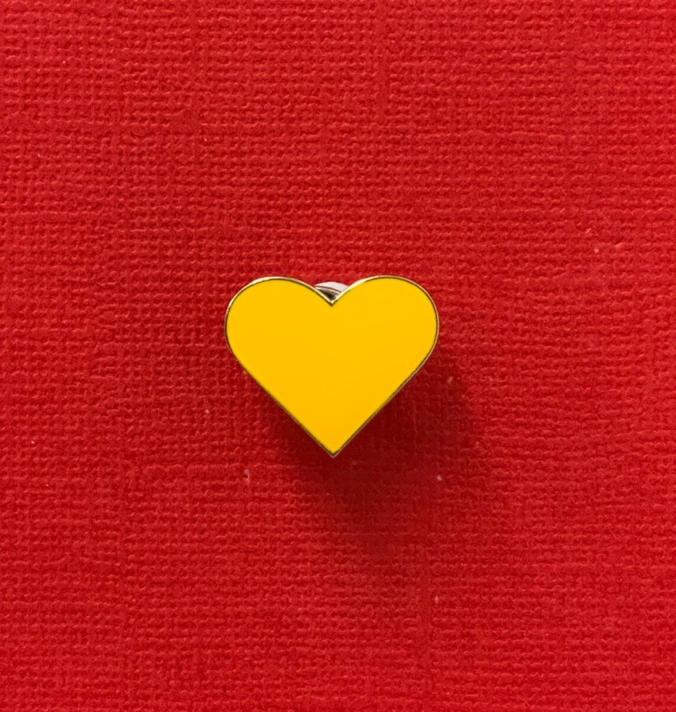 Yellow/Gold Heart Enamel Pin Badge #0029