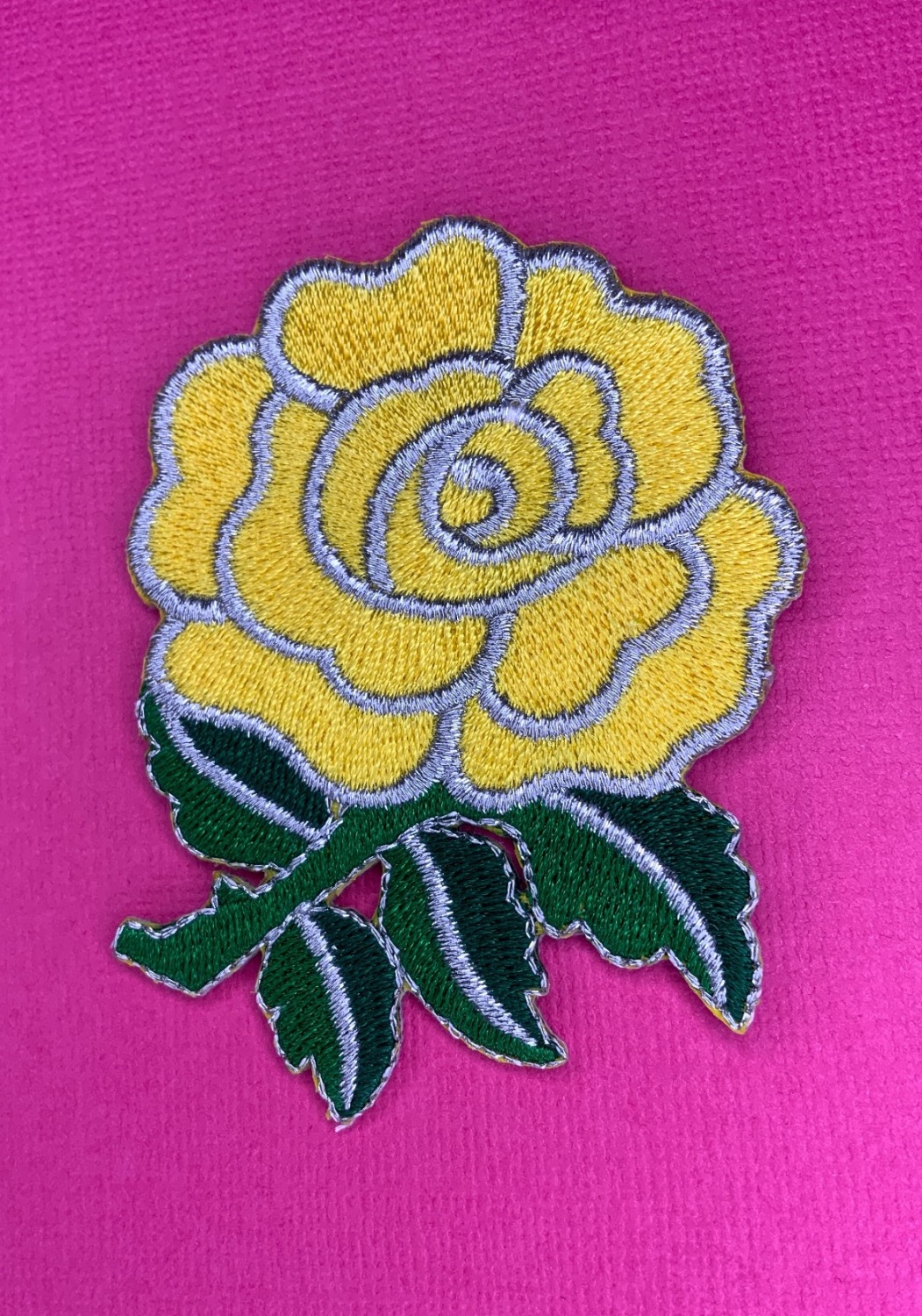 Yellow Rose Fabric Embroidered Patch Lady Rider Flower #0015