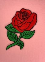 Red Rose Fabric Embroidered Patch Lady Rider Flower #0055
