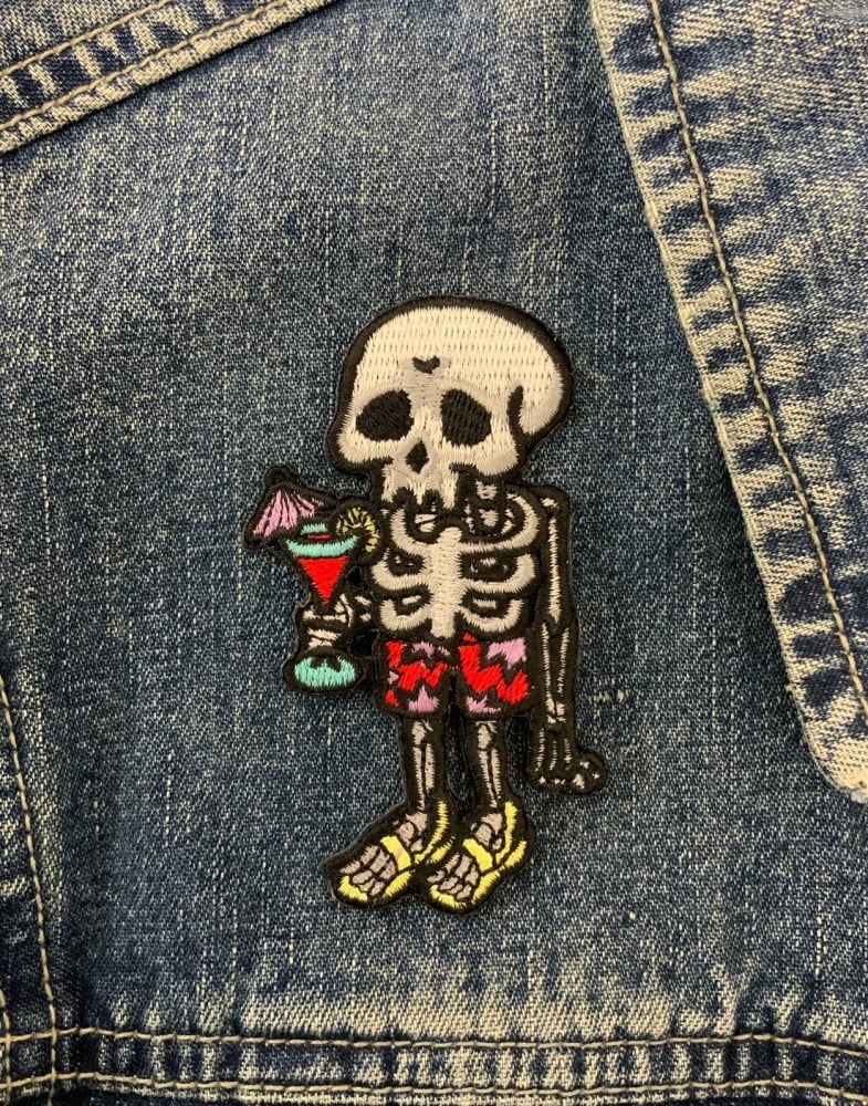 Holiday Skeleton Embroidered Patch #0078