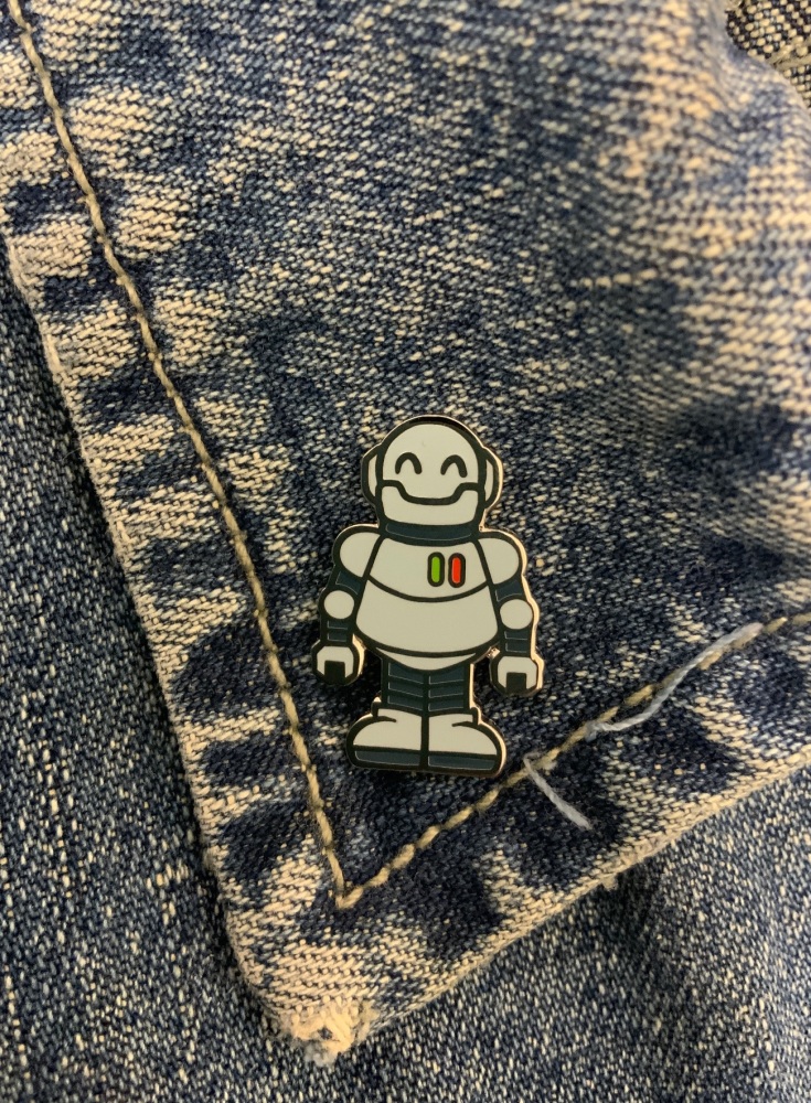 Happy Robot Enamel Metal Pin Badge #0036