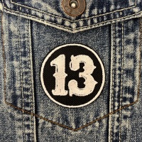 Lucky (For Some) Number 13 Embroidered Iron On Fabric Small Circle Patch