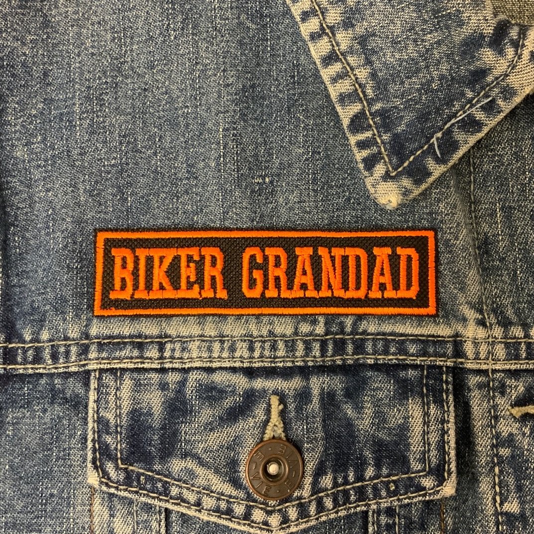 Biker Grandad Embroidered Fabric Cloth Patch | Appliqué | Fashion Accessory | Biker | Fathers Day | Birthday Gift | Stocking Filler