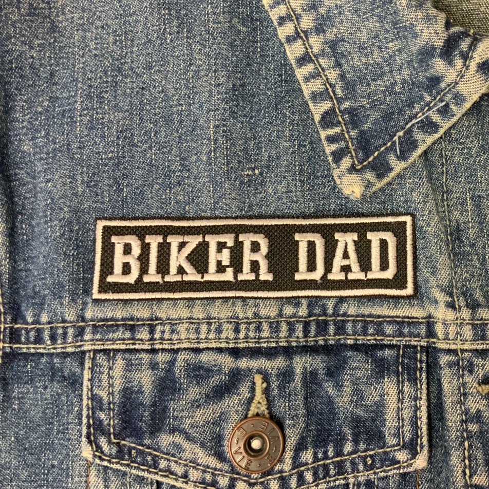 Biker Dad Iron On Embroidered Fabric Patch | Appliqué | Fashion Accessory |