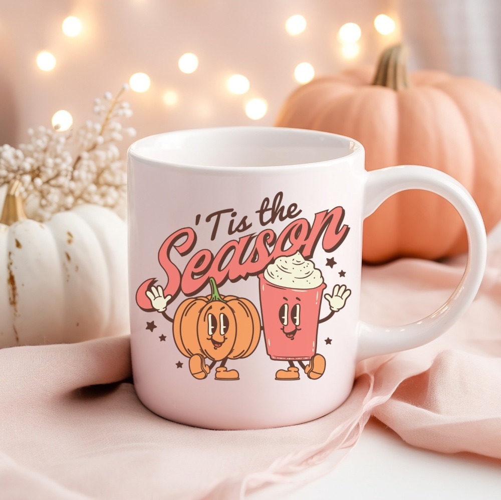 Personalised Retro 'Tis The Season Halloween Autumn Ceramic Mug