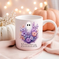 Personalised Floral Ghost Halloween Autumn Ceramic Mug