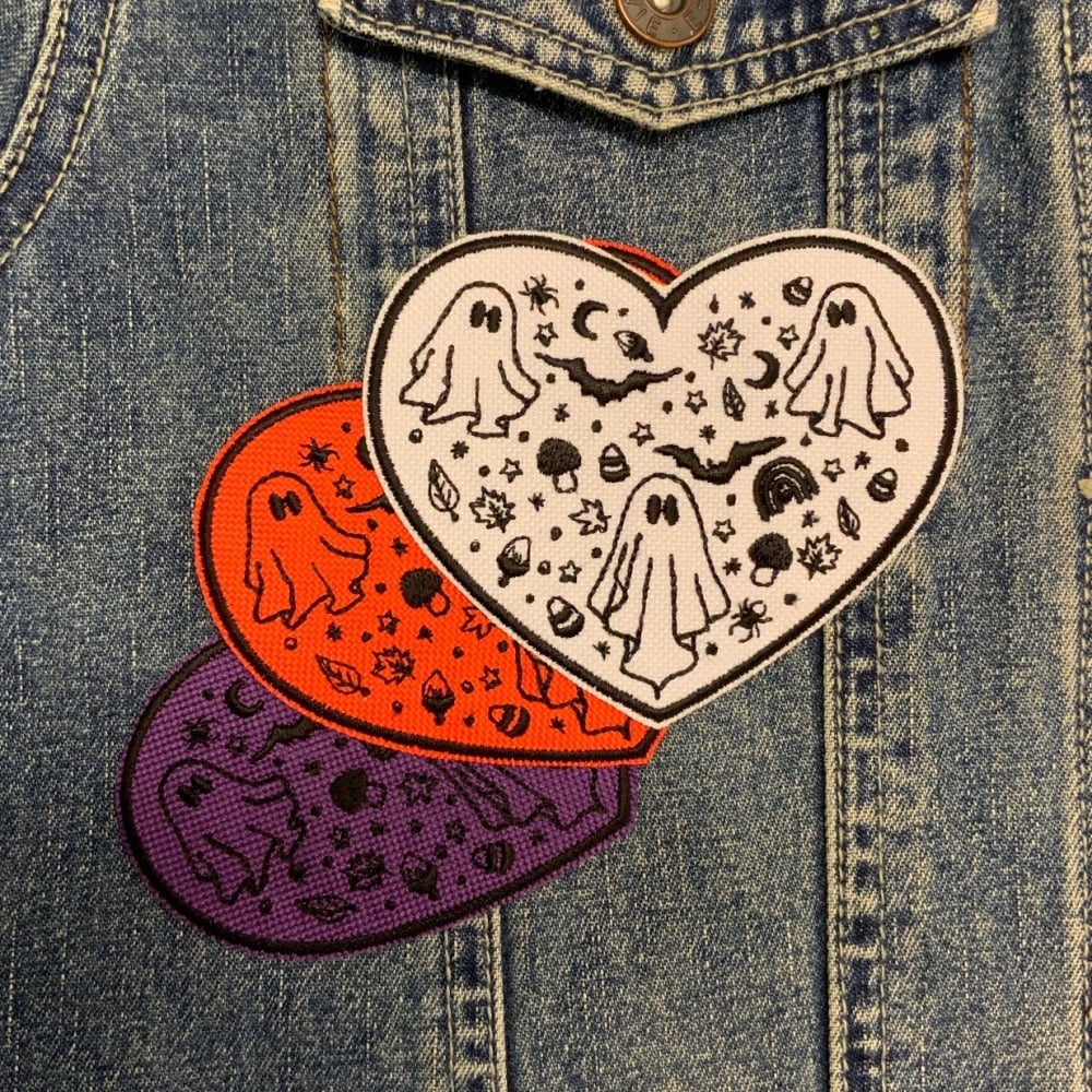 Halloween Heart Embroidered Fabric Iron on Patch