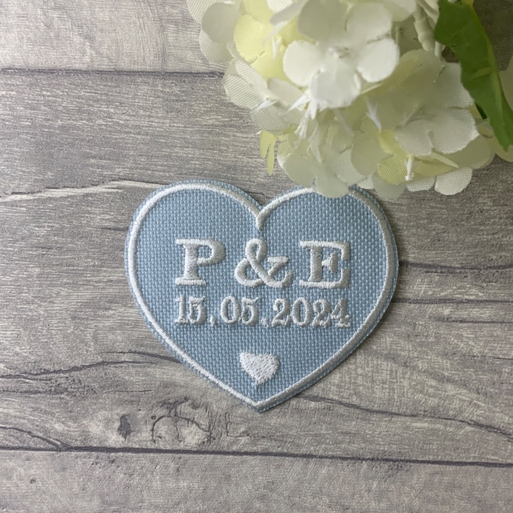 Something Blue Personalised Bridal Dress Embroidered Heart Patch