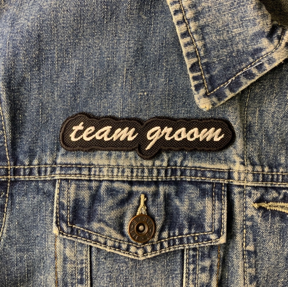 Team Groom Iron on Cloth Embroidered Patch 0009