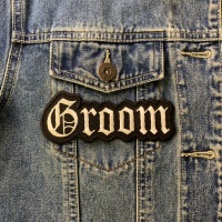 Groom Iron on Cloth Embroidered Patch Large Gothic Script  0068