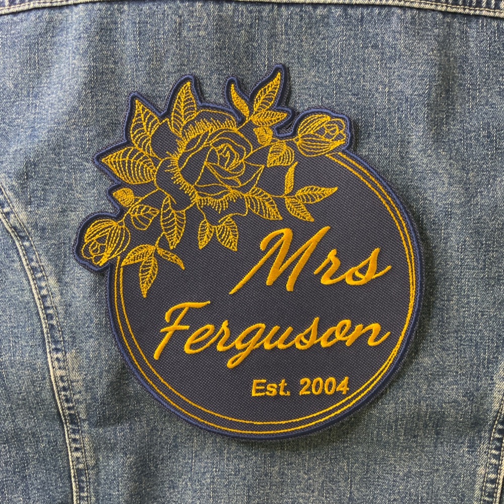 Custom Made Large Rose Floral Wreath Wedding Patch | DIY Wedding | Denim Jacket Appliqué | Bride To Be