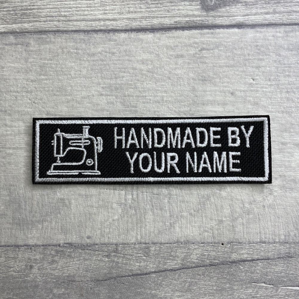 Handmade By Personalised Name Sewing Machine Embroidered Iron On Patch