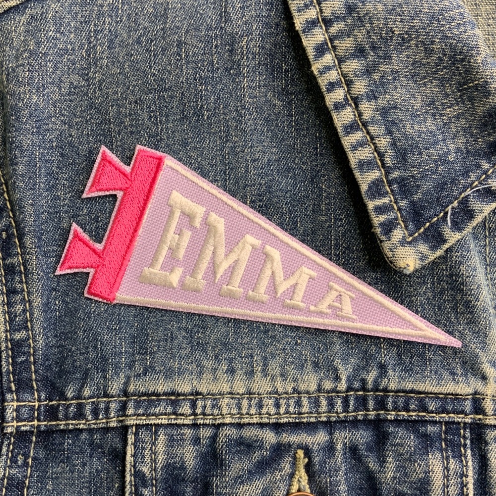 Personalised Pennant Style Embroidered Name Iron On Patch