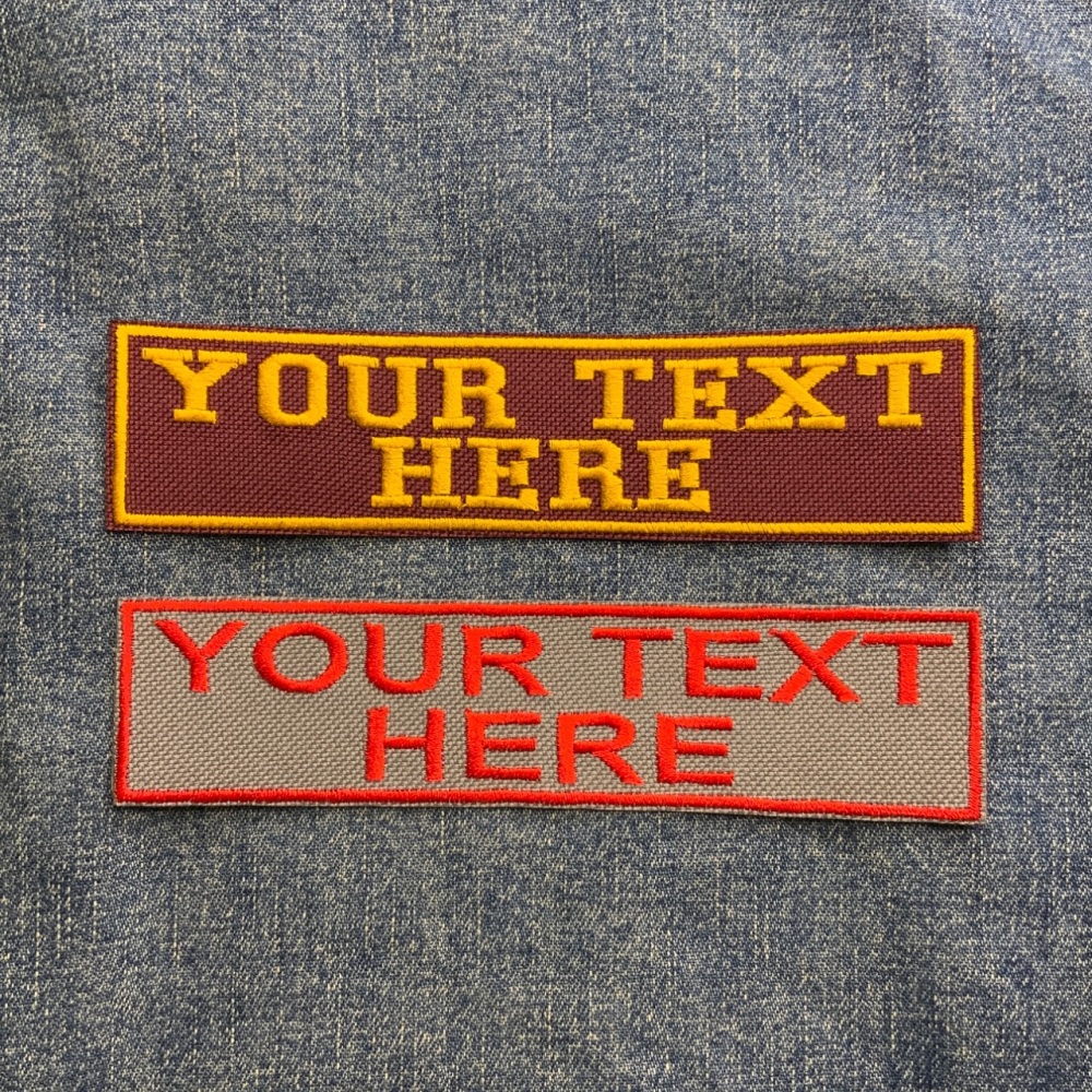 2 Line (150mm x 35mm) Large Personalised Custom Text Embroidered Iron On Patch - 2 fonts to choose from