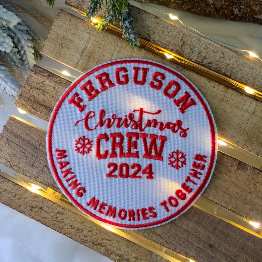 Personalised Family Christmas Crew Embroidered Fabric Iron On Patch