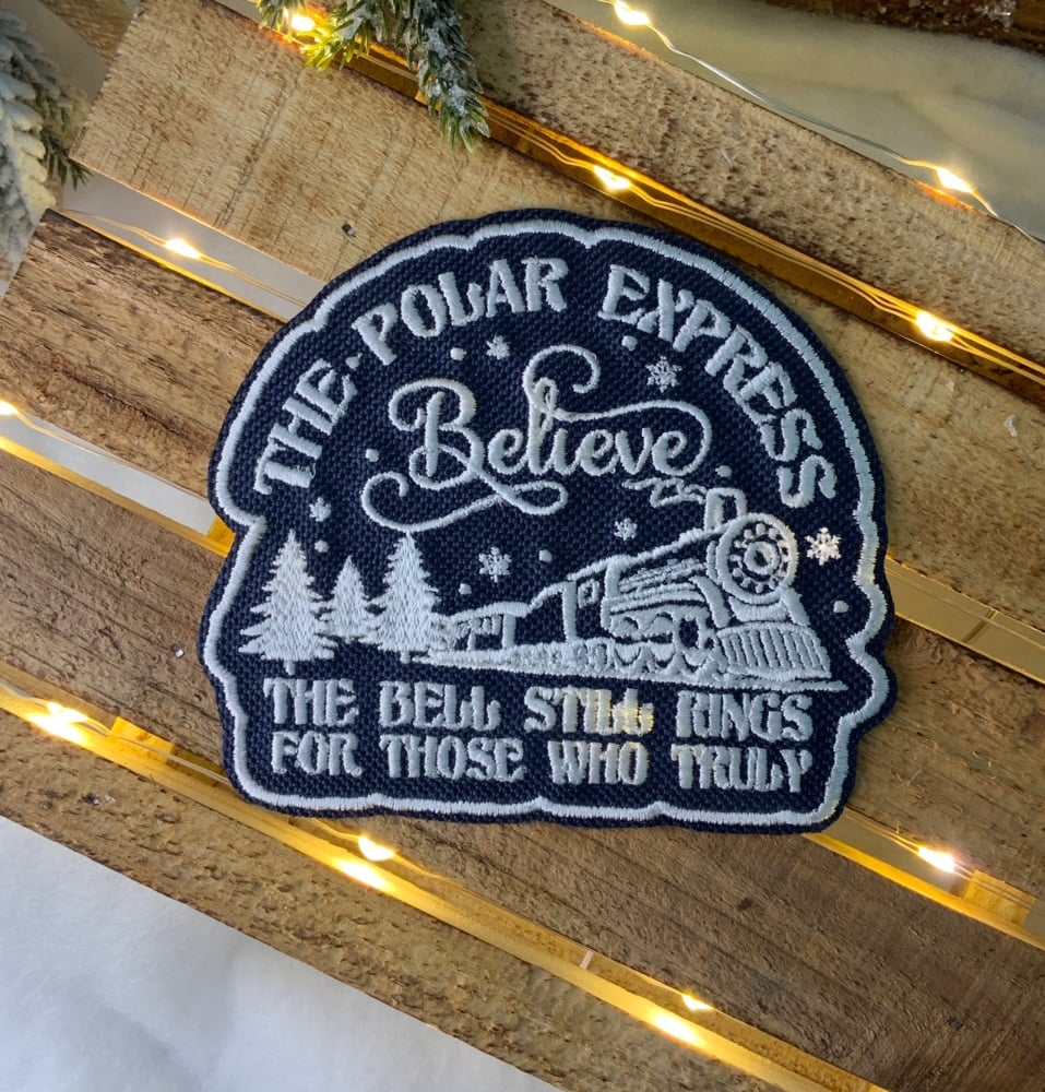 Believe Christmas Train Embroidered Fabric Iron On Patch