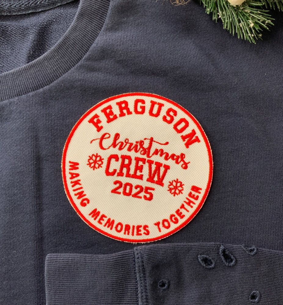 Personalised Family Christmas Crew Embroidered Fabric Iron On Patch