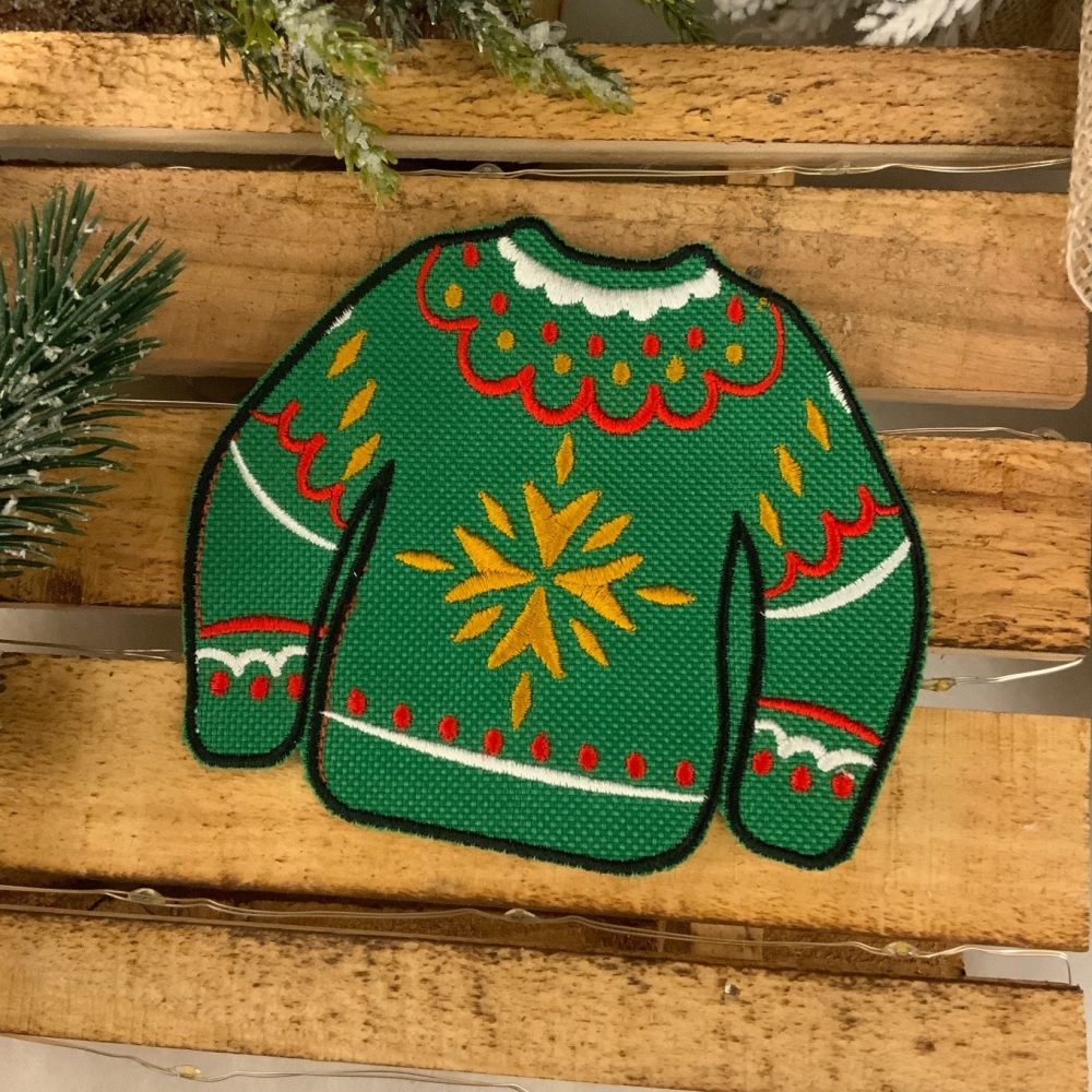 Christmas Jumper Embroidered Fabric Iron On Patch