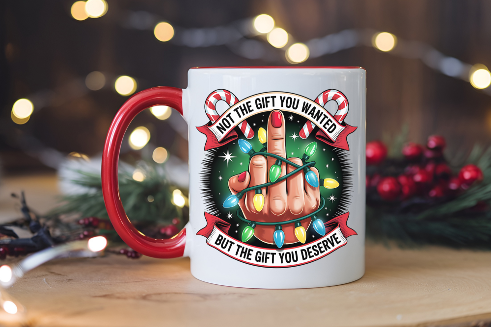 Personalised Not The Gift You Want Red Handle Ceramic Mug | Humour | Funny | Rude | Christmas Gift
